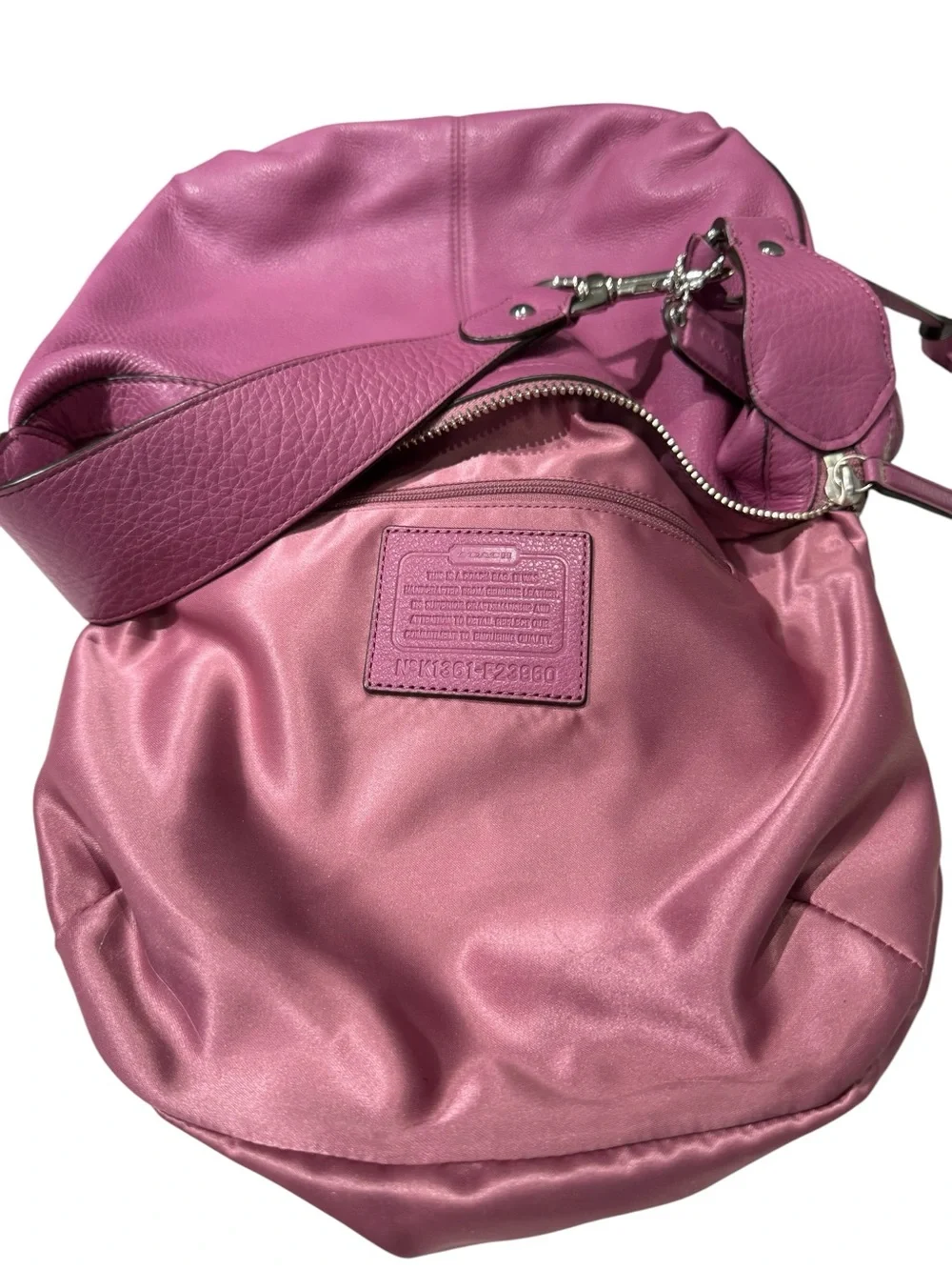 COACH Avery Hobo Purple Bag Pebbled Leather Silver Hardware F23960